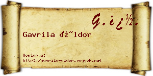 Gavrila Áldor névjegykártya